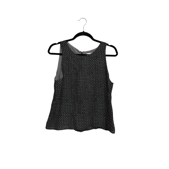 Casual Corner Silk Blouse Sleeveless Size 12 Black Gray White Zip Back - Picture 1 of 6